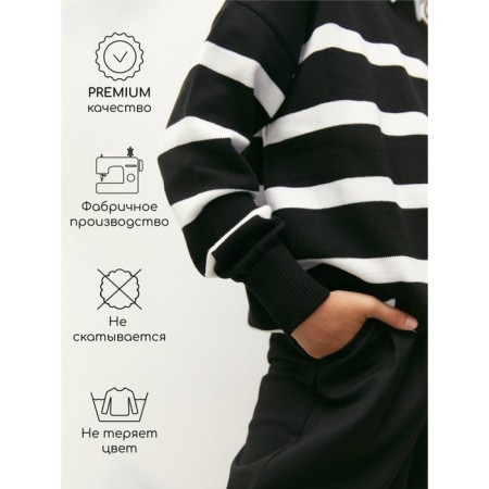 Sweater Knitted Children's Amarobaby Strip, Height 140 cm, Black Color-5