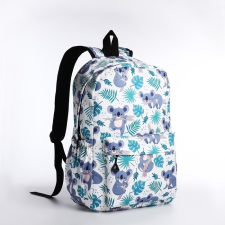 School backpack from textiles, 3 pockets, white/multi -colored color-2