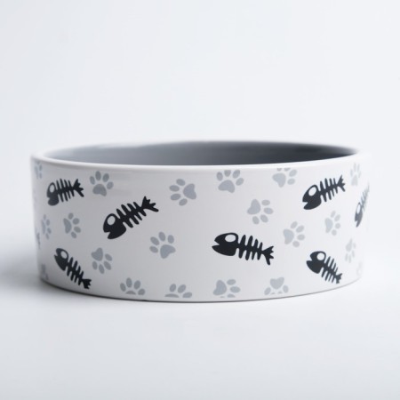 Ceramic "Fish bones and paws" 300 ml 12.5 x 4.5 cm, gray.-3