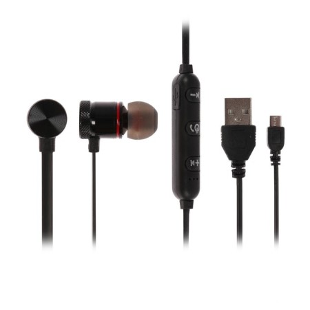 Wireless headphones Luazon VBT 1.6, vacuum, 90 mAh, on magnets, metal case, black-1