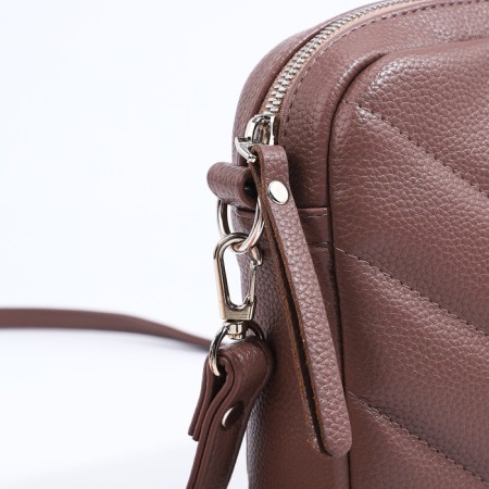 Richet Cross-Boda Bag on a zipper, external pocket, brown color-4