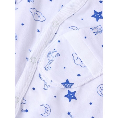 Children's jumpsuit with scratches "Giraffes", white/blue color, height 56-2