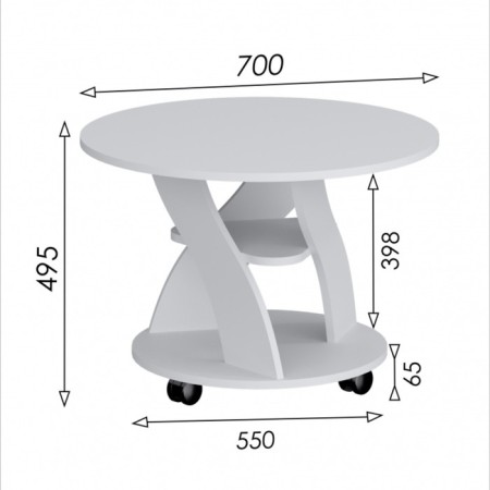 Journal table, 700 × 700 × 495 mm, white color-2