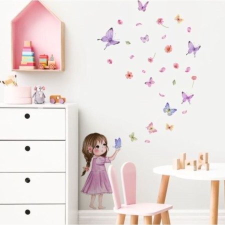 Stick plastic interior color "Baby with butterflies" 30x40 cm
