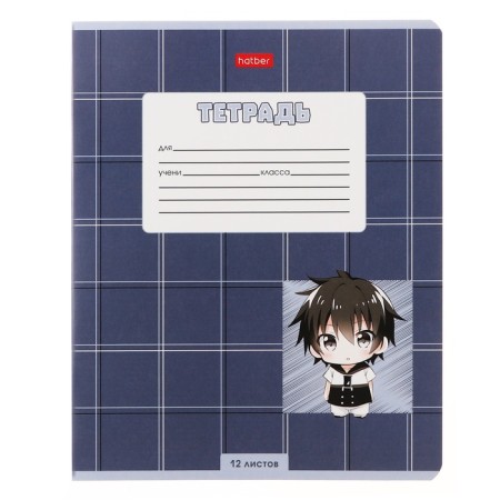 Notebook 12 sheets in the “Anime Boys” cage, covered cardboard, mix-5