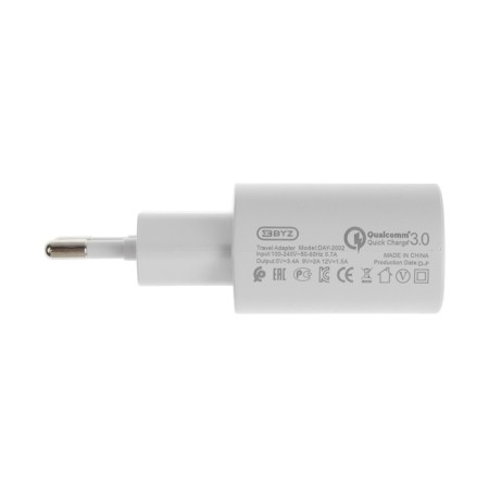 The BYZ U40, 1 USB, 18 W, 5 A, USB cable - Lightning, 1 m, pd, white-3