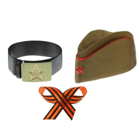 Military set, 3 subjects: cap, St. George ribbon, belt