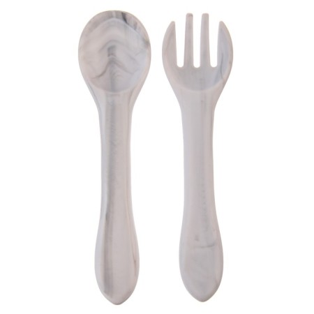 Set of children's cutlery, fork and spoon, white color-2