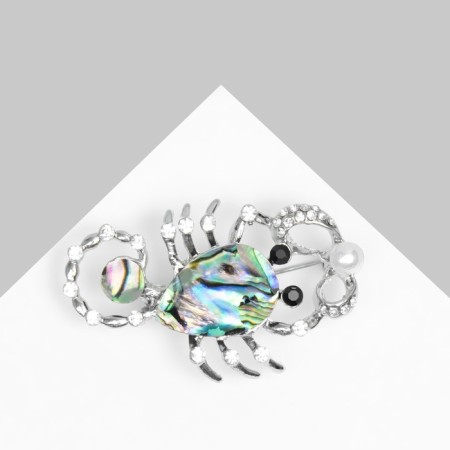 Brooch "Galiotis" Scorpio with pearls, green color in silver