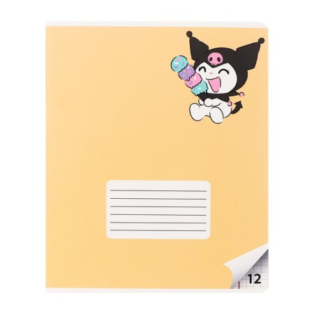 Notebook 12 sheets in the Kuromi cage, cardboard cover, whiteness 92%, block 60 g/m2, mix-4
