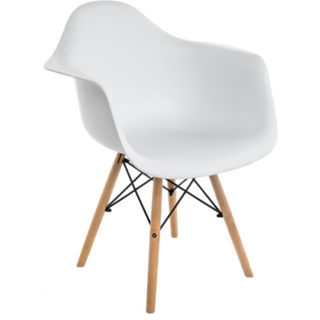Plastic stool Ron Massive Buk/Metal/Plastic, Natural/White 62x64x81.5 cm-1