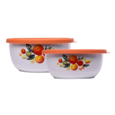 A set of 2 ceramic salad bowls with silicone covers, 0.6/1.2 l