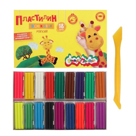 Plasticine wax 18 flowers of 15 g "Kalyak-Malyak", with a stack