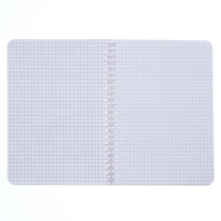 Notebook A5-80 sheets in a cage, on a crest, a plastic cover, a removable ruler of transparent plastic, lavender-1