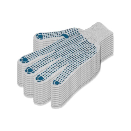 Workers, knitted gloves, with PVC dots, 6 pairs-3