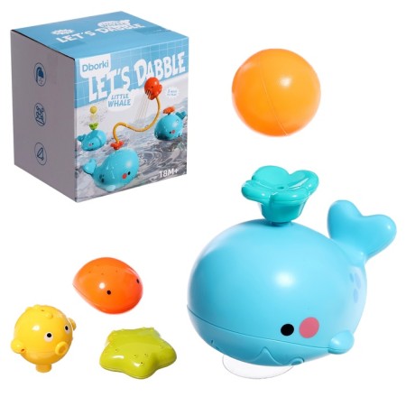Fountain for the bathtub "Whale", 4 nozzles, 1 ball, works from batteries