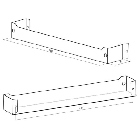 Metal shelf 500x78 mm for storage on a perforated panel, black-7