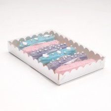 Box for cookies with PVC lid, silver, 22 x 15 x 3 cm