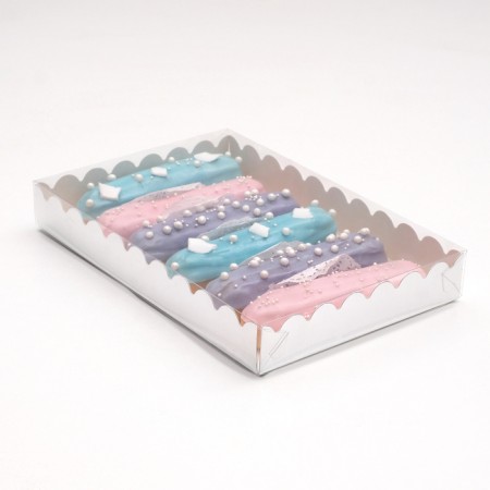 Box for cookies with PVC lid, silver, 22 x 15 x 3 cm
