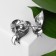 Pelican brooch with a pearl, the color is black and white in black silver