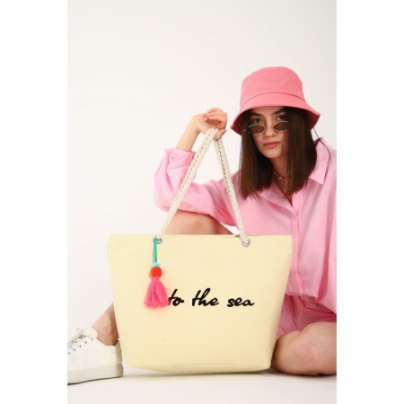 Bag Women's Beach Into the Sea, 50x34.5x14 cm, beige color-6