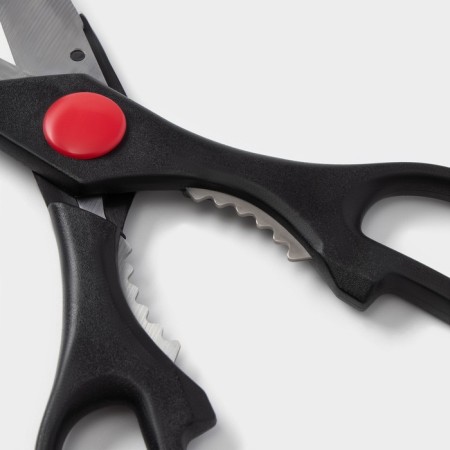 Scissors kitchen shares "Assistant", 20 cm, with an opening for a bottle, black color-3