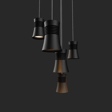Suspended mantra pagoda, GU10, 1x12W, 74x74x181 mm, black color-2