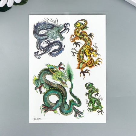 Tattoo on the body color with sparkles "Dragons" 14.8x10.5 cm