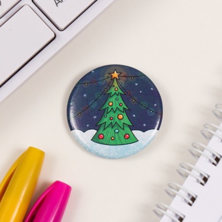 New Year of the setting icon d = 35 mm "Christmas tree" 6.5x6.5 cm-2