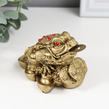 NECK Polystone for bronze "Cash toad with three coins" 8.4x7x5.3 cm