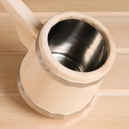 Banch for a bath of linden "Emelya", 0.5l, 54 cm, stainless insert, with a long handle-1