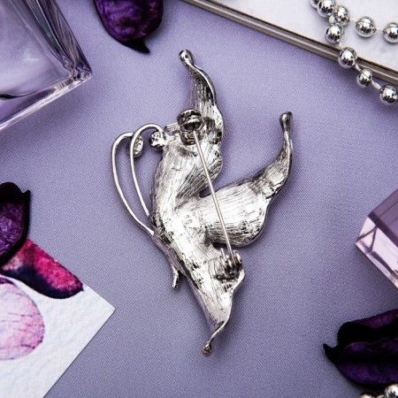 Brooch "Butterfly" Tenderness, white color in silver-2