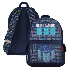 Youth backpack 40 x 30 x 17 cm, Bruno Visconti 12-003 + Penal, Deep Learning, Blue