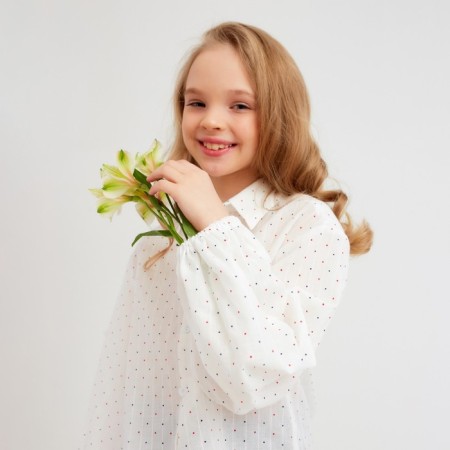 Рубашка детская MINAKU: Cotton collection цвет белый, рост 116-3
