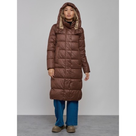Coat insulated winter female, size 48, color dark brown-4