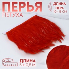 Braid with feathers of a rooster, 10-15 cm, 5 ± 0.5 m, red color