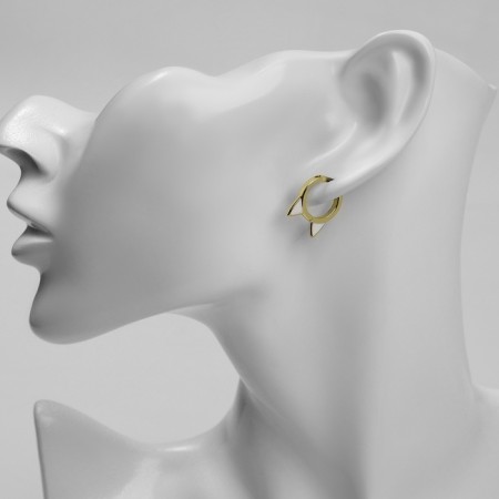 Cooping earrings Xuping cat, white color in gold, d = 1.6 cm-2