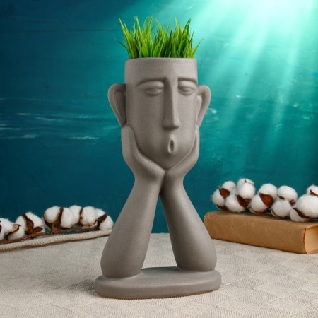Kashpo "Head Head" gray, 27cm-1