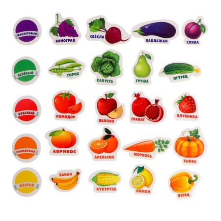 Developing magnets “Studying colors and vegetables - fruits” (set 25 pcs)-5