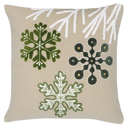 Decorative pillow with embroidery Snow Flakes New Year Essential, size 45x45 cm