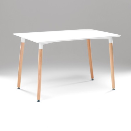 Table on wooden legs Hy-T04, white, size 120x80x74 cm