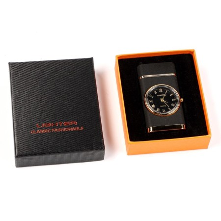 Gas lighter "style", piezo, with a clock, with backlight, black-5