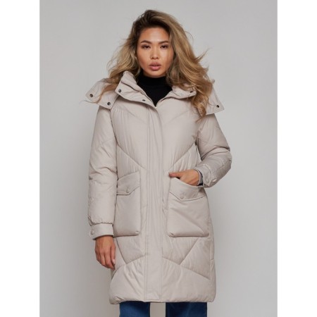 Coat insulated winter female, size 44, color light gray-4