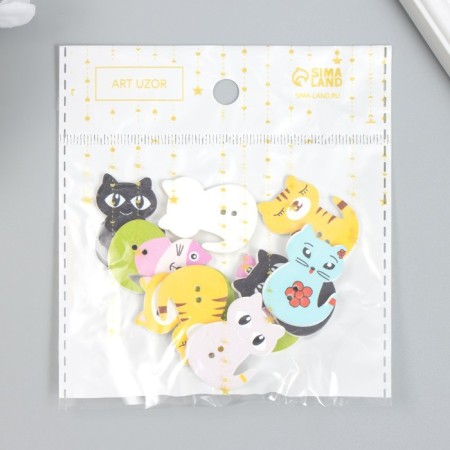 Buttons wood for creativity 2 punctures "kittens" set of 10 pcs 3x2.1x0.2 cm-5
