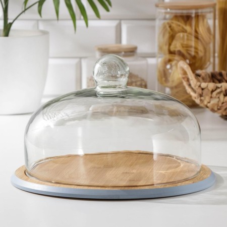 A dish for serving with a heaven lid, D = 30 cm, bamboo, glass, color mix-6