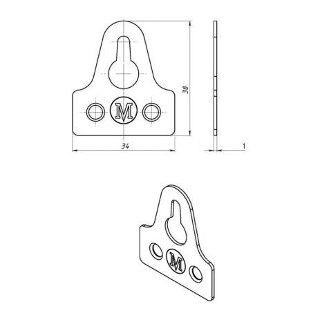 Furniture suspension, 38 x 34 mm, zinc coating-1