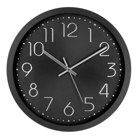 Wall clock, series: classic, smooth move, d-30.5 cm, black, silver numbers