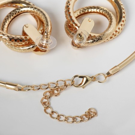 Set 2 objects: earrings, necklace "geometry" circles, color gold, d = 14.5 cm-1