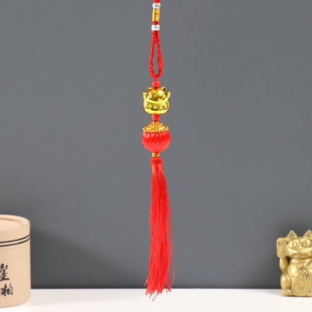 Plastic suspension, textiles "Cat Mani-Neko with a flashlight" 2.8x2.8x28 cm