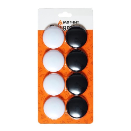 Set Magnets for D-4CM board, 8 pieces, on a blister, 4 pieces-white, 4 pieces-black